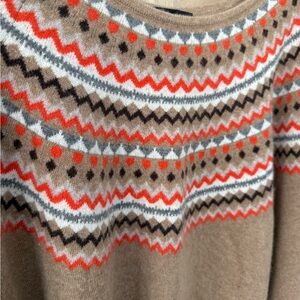 Charter Club Cashmere Fair Isle Style Sweater in Orange and Brown